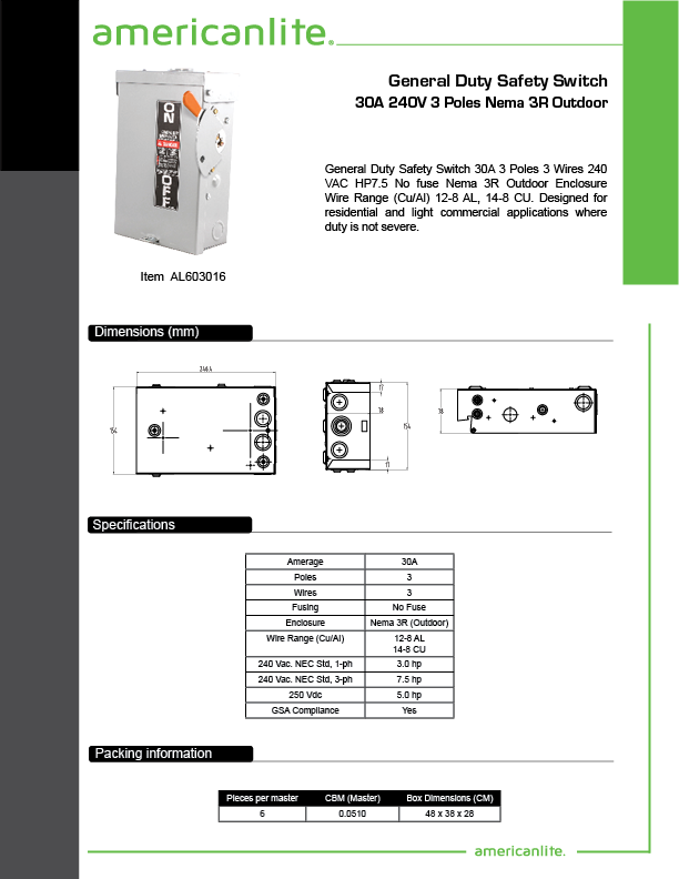 General Duty Safety Switch 30A